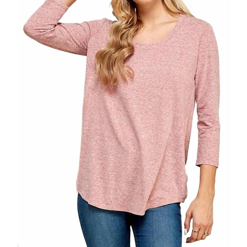 NEW CULTURE CODE women's curved hem top in ash rose